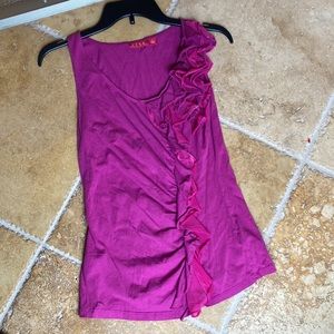 Elle fuchsia ruffle tank top size small